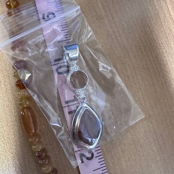 Amber and Sterling silver beaded necklace with matching pendant by Jay King - Picture 10 of 12